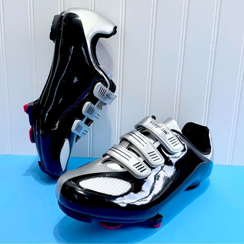 Unisex Mountain Road Bike Cycling Shoes Black and Silver Size 41